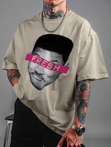 Oversized  T-Shirt – Fresh Unissex DTF Ref4436 - 米色 - 查看 1