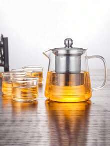 1pc 304 Stainless Steel Glass Teapot, Heat-Resistant Glass Teapot, Household Tea Set Flower Pot Tea Maker Set, Suitable For Home, Restaurant, Camping, Office, Summer, Winter Beverage Set - Transparent - View 10
