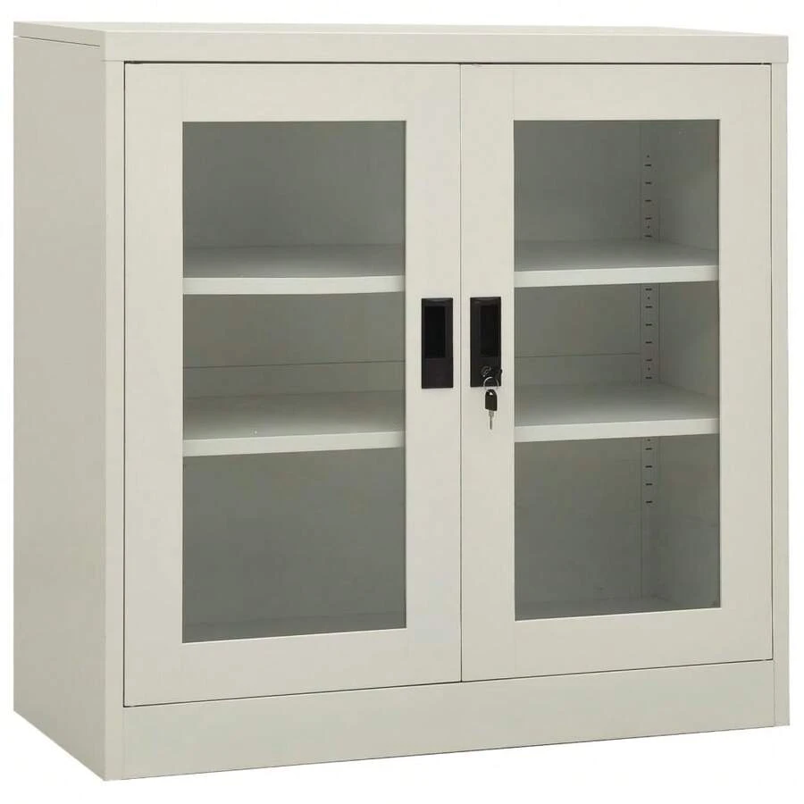 vidaXL Armario de oficina gris claro 90x40x90 cm acier - Gris - Ver 1