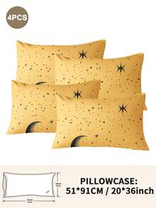 1件/2件/4件装涤纶星月图案枕套（不含枕芯），柔软舒适，四季皆宜 - 彩色 - 查看 33