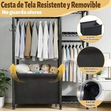 CYPNJeeLeeko Perchero de Ropa Resistente de Metal con Cesta Inferior Rack para Ropa con Estantes Closet para Ropa Independiente para Recámara Lavandería o DepartamentoFashion - 219666165 - Ver 6