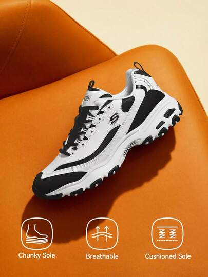 Skechers D”LITES系列男士轻便减震休闲运动鞋，户外旅行鞋，款式52675-WBK