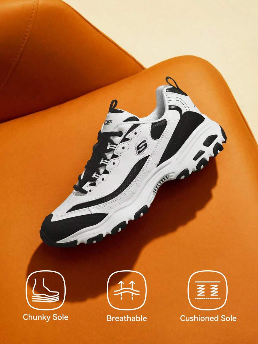 Skechers D”LITES系列男士轻便减震休闲运动鞋,户外旅行鞋,款式52675-WBK - 黑色/白色 - 查看 1