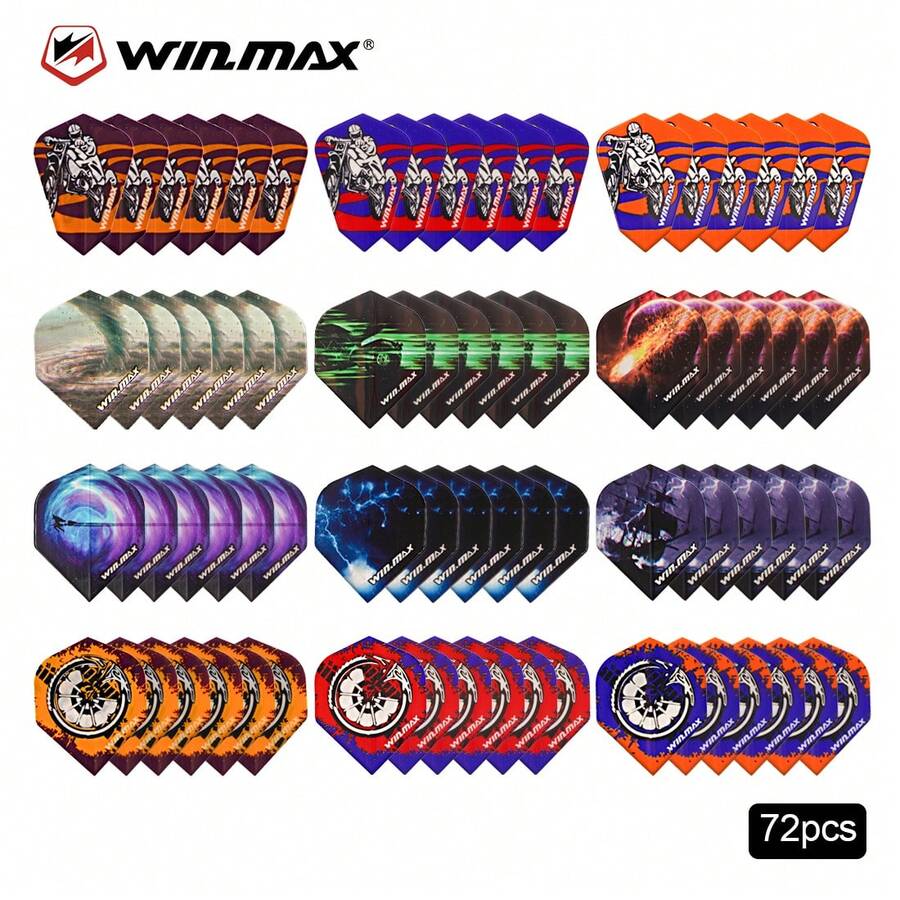 WIN.MAX 72片/套 PET材质飞镖镖翼 - 加厚防碎,高弹性耐磨,专业选手专用,飞行轨迹稳定,风阻小,投掷更精准,通用尺寸,适合比赛和训练 - 彩色 - 查看 1