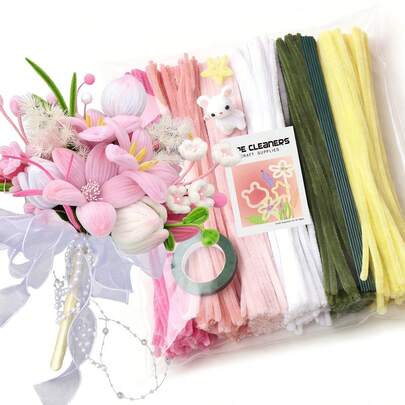 622pcs Colorful Fluff Stem Craft Kit, Includes Soft Fluffy Fluff, Stems, Tapes And Step-By-Step Tutorial Videos, Suitable For DIY Crafts, Art Parties, Decorations - Upgraded DIY Craft Set, Great Gift For Valentine's Day, Mother's Day, Christmas, Graduation Ceremony