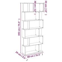 vidaXL Bücherregal/Trennwand, geräucherte Eiche, 80 x 24 x 192 cm, Holzwerkstoff - Braun - Übersicht 8