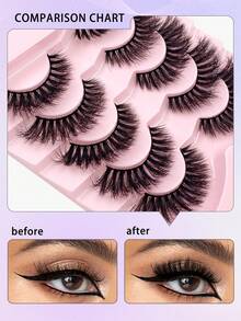 5 Pairs ENCHUW Eyelashes, Lengthening & Volumizing, Fluffy & Charming, Criss-Cross Design, Suitable For Party Wear