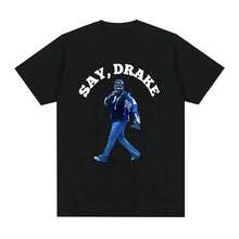 Camisetas de Kendrick Lamar Say Drake Meme Divertido Ropa de Hombre y Mujer Moda Hip Hop Camiseta Oversize de Algodón Casual Suelta - Negro - Ver 10