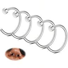 5 piezas Anillos para la nariz, Pendientes para la nariz, Aros para la nariz de acero inoxidable de 18G-22G para mujeres, Joyería de perforación corporal - Como se muestra en la imagen - Ver 8
