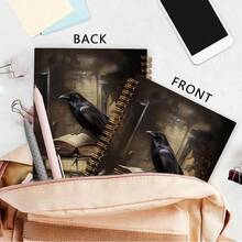 Nvucamd Gothic Black Crow Spiral Notebook, Dark Academia Raven Book Journal Notebook, Moody Witchy Raven Journaling Notebooks For Women, Gothic Gifts Office Supplies, 5.5x8.3Inch - 烏鴉書 - 查看 6