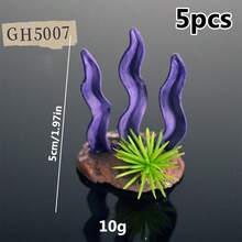 5pcs Random Ocean Theme Simulated Coral, Starfish, Seaweed Mixed Set, Ideal Decor Accessories For Aquarium And Fish Tank (Color Random) - A - View 10
