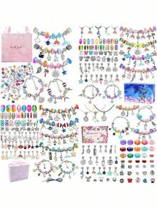 4 Sets Of 112pcs/94pcs/87pcs/67pcs DIY Bracelet Beads Kits, Includes Unicorn & Mermaid Crafts, Contains Multiple Decorations, Bracelets & Necklace Strings, Suitable For Birthday, Ramadan, New Year & Valentine's Day Gifts