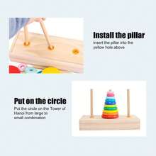 Wooden Tower Of Hanoi With 10 Levels - Montessori Puzzle Game With Rainbow Stacking Blocks, Ideal Gift To Develop Logic, From 5 Years Old.