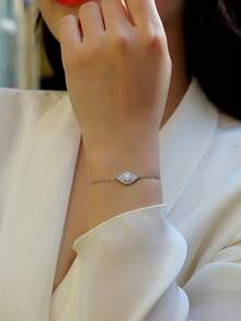 1pc Elegant 925 Sterling Silver 0.5 Carat 5.0mm Moissanite Bracelet, Suitable For Commute, Party, Vacation, Birthday, Valentine's Day, Mother's Day, Wedding Anniversary, Christmas, Women's Jewelry Gift