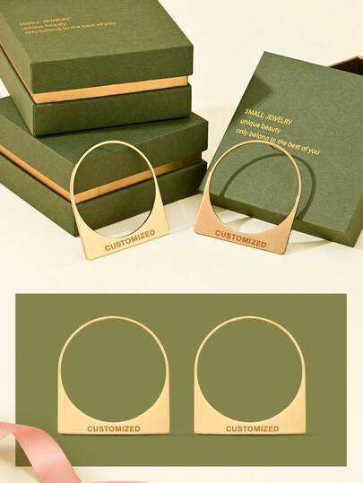 [Selección del Día de San Valentín] Pendientes personalizados, pendientes con texto personalizado, pendientes geométricos, pendientes colgantes grandes con aspecto de ganchillo, regalos del Día de San Valentín, joyas de acero inoxidable chapadas en oro de 18k, personalizadas, con estilo de caja de regalo (incluye cajas de regalo de alta gama, se pueden dar directamente como regalos) Selección de regalos.