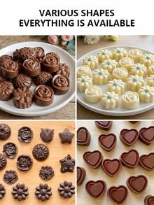 1pc Silicone Chocolate Mold Non-Stick Candy Molds Cookery Moulds For Chocolate, Candy, Jello, Butter, Flower Shapes - Chocolate Brown - View 5