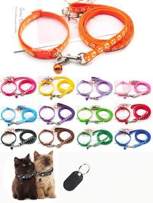 宠物猫项圈，防窒息可调节安全扣猫项圈，适合小型猫狗，10个装，随机款式 - 彩色 - 查看 8