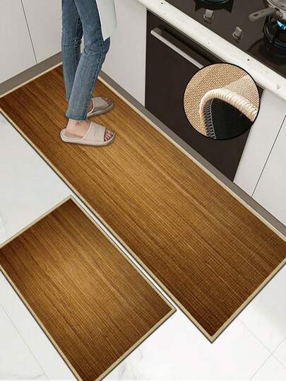 【热销！】1 件装柔软橡胶亚麻厨房地垫，3.5 毫米厚厨房地毯，简约木纹厨房吸水地垫，大尺寸地毯，缝边防止脱皮，吸水易清洁，亚麻表面，泡沫中间层，橡胶底部，适用于厨房地毯、厨房装饰、婚礼装饰、家居装饰、浴室地垫、玄关地垫、洗衣房地垫、走廊地毯、客厅地垫等。