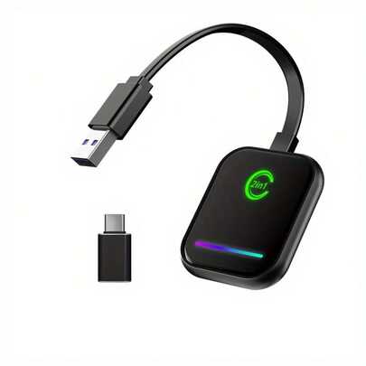 2025 New 2-In-1 Wireless Carplay Box Original Car Wired To Wireless Adapter, Suitable For Car Models With Wired Carplay/Android Auto, Suitable For IPhone 6, IOS 10, Android 11 And Above Versions, Without Battery, Compact Design