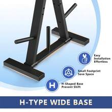 Plate Rack, Weight Tree, Weight Plate Holder, 1Inch Home Gym Storage Stand, Holds 300 Lbs - B0DNMDTHK7 - View 4