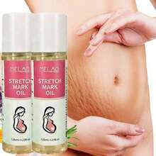 2瓶装 MELAO 紧致身体油，专为妊娠纹设计，妊娠纹护理油和腹部护理油，孕期及产后适用，蕴含天然植物油，淡化妊娠纹，紧致肌肤，125毫升