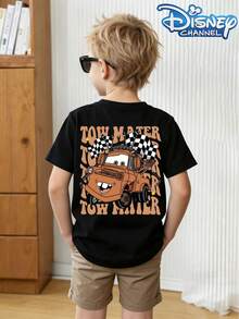 This Disney Cars-Themed T-Shirt Featuring Mater The Tow Truck Is Perfect For Boys And Girls To Wear During Summer Holidays, Parties, Meals, Outdoor Activities, And Travel, And Makes A Great Gift For Children Visiting Disneyland. - màu đen - Xem 2