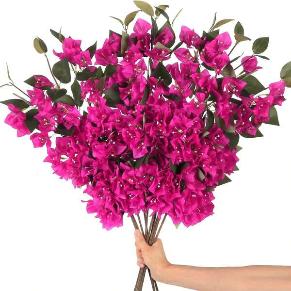 1/3/8pcs Artificial Silk Bougainvillea Flower Stems, 31 Inch Long Branches, Suitable For Tall Vase Floral Arrangement, Tabletop Decor, Home & Wedding Decoration