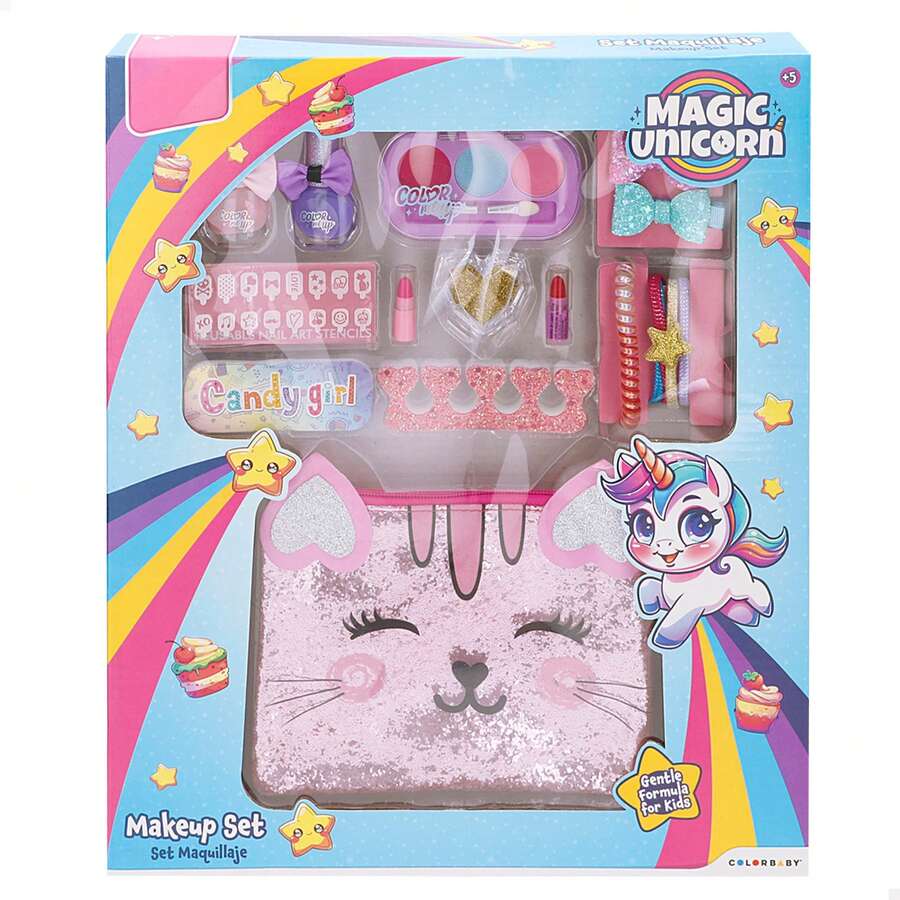 Color Baby Set de maquillaje infantil COLORBABY, Magic Unicorn, con paleta, pintauñas, brillos, pegatinas y neceser brillante, productos seguros no tóxicos, recomendado desde 5 años ✅ Entrega 24/48h a España (península) - Multicolor - Ver 1