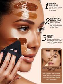 50/40/30/20/10/5pcs Makeup Set, Includes: 10 Liquid Makeup Sponges + 10 Mini Liquid Makeup Sponges + 10 Triangle Powder Puffs (Suitable For Loose Powder And Base Makeup) + 10 Cushion Puffs (Suitable For Facial Makeup) + 10 Mini Cushion Puffs (Suitable For Concealer And Foundation). - Black - View 4