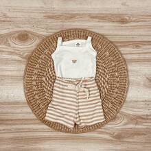 Conjunto 2 pçs bebê Body Regata e Shorts Enxoval menina - 2 Ursinho Fem BG/L - Visão 2