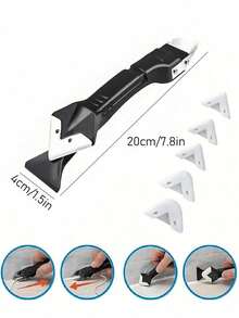 1/2pcs 20cm Stainless Steel Plastic Cleaning Scraper, Used For Filling Seams, Glass And Seam Sealing Scraper Cleaning Tools, Suitable For Kitchen, Bathroom, Floor Gap Cleaning, Home Decoration Tools - Black - View 9