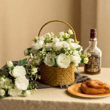 Floweroyal 4 Bunches Peony Artificial Flowers White Flowers Silk Peonies Bouquets For Wedding Party Table Centerpieces Floral Arrangement Home Kitchen Decor. - White-4pcs - View 6