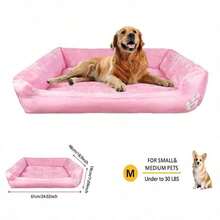 Machine Washable Calming Soft Plush Pet Dog Cat Bed With Non-Slip Bottom Medium - Pink - View 7
