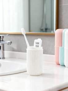 1pc Travel Toothbrush Cup, Portable Toothbrush Cup Holder, Plastic Toothbrush Travel Case, Multi-Functional, Can Hold Toothbrush And Toothpaste - Multicolor - View 2