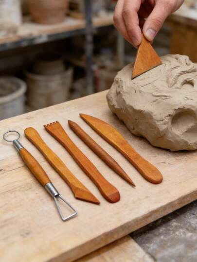 5pcs Ceramic Clay Sculpting Art Supplies Modeling Tools Soft Clay Pottery Tools Shaping Set