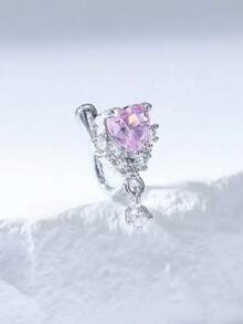 NKQR 1pc Fashionable Silver Plated Copper & Cubic Zirconia Heart Shape Clip-On Nose Ring, Suitable For Men & Women As Valentine, Christmas, Halloween Or Birthday Gift Valentines,Mom,Mother,Mother's Day,Gift - Bạc - Xem 11