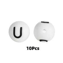 10/26pcs 15mm Silicone Letter Beads A-Z, DIY Bracelet Necklace Pacifier Chain Accessories - White - View 8