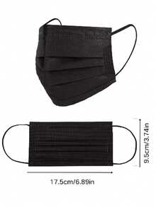 100pcs/Pack Disposable 3-Ply Protective Face Masks, High Quality, Comfortable Soft Inner Layer, Breathable, Dust-Proof, Sunscreen, Thickened Design, Suitable For Adults - Black - View 3