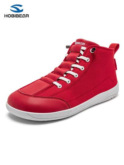 HOBIBEAR 1 Pair Unisex Casual Canvas Shoes, Color Block Lace-Up Flat Sneakers, Soft Rubber Sole, High-Top, Wide Fit, Comfortable, Suitable For Spring/Autumn, EU/US Style Walking Shoes