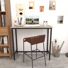 100cm Industrial-Grade Rectangular Steel Bar Counter Dining Table, Adjustable Lever & Footpads, Suitable For Breakfast, Kitchen, And Bar High-Table Dining Experience, Walnut Brown/Rustic Brown - Walnut Brown - View 2