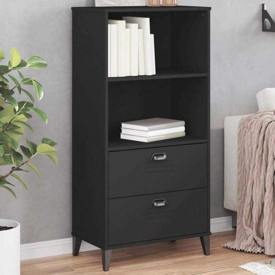 vidaXL Bibliothèque VIKEN negro 60x35x123 cm madera ingeniería - Negro - Ver 1