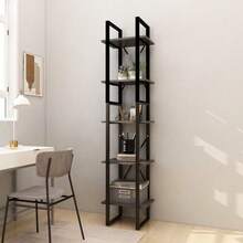 vidaXL Bibliothèque à 5 niveaux Gris 40x30x175 cm Bois de pin - Gris - Voir 1