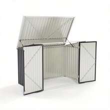 Galvanized Metal Carport, Garage Temporary Removable Slope Roof With Metal Gas Cylinder Roof Openable 176*105*130cm (L*W*H), Green/Charcoal Black/Grey