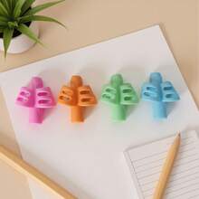 3pcs Ergonomic Pencil Grip Holder - Comfortable Anti-Slip Writing Posture Corrector | Relieves Writing Pain, Suitable For Office, School, Home, Drawing And Art Projects | Pencil, Marker And Stationery Training Tool | Professional Learning And Work Supplies | Perfect Back To School Gift For Children, Adults And All Ages (Random Color) - Multicolor - View 6