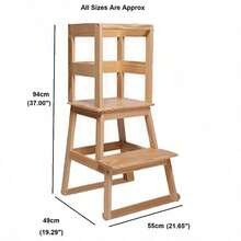 Wooden Childrens Toddler Learning Step Stool Stairs Ladder Tower - Natural - View 7