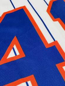 Customizable Plus Size Baseball Sports Shirt For Men, Personalized With Name & Number, Team Name, Free Design, Fast Shipping, Suitable For Outdoor Sports, Casual Wear, Gatherings Summer - 藍色 - 查看 6