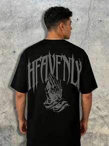 Unisex Camiseta casual de manga corta y cuello redondo para hombre con estampado de letra, ideal para el verano y el streetwear - Negro 2 - Ver 5