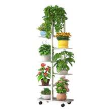 Estante Móvil para Plantas de  7 Niveles, Soporte Multifuncional de Metal para Macetas, Ideal para Balcón, Patio, Jardín y Decoración de Sala - Blanco - Ver 1