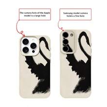 1个TPU材质水墨黑天鹅剪影图案手机壳，兼容 17 Pro Max/17/16 Pro Max/15/13/12/11、S20 FE/A15/S24/A55、Redmi Note 11/Note 12/Note 13 Pro，全包防摔软壳保护套 - 白色 - 查看 7