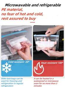 60pcs/Pack Self-Sealing Food Storage Bags, Thick Reusable Freezer Bags, Suitable For Refrigerator & Microwave, Ideal For Food Storage, Provides 45/25/30/20/15/10/1 Piece Assorted Combinations - Multicolor - View 8